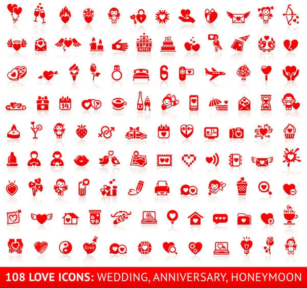 Définir l'amour icônes rouges — Image vectorielle