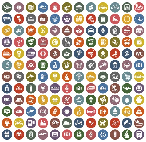 144 iconos de color retro — Vector de stock