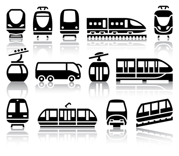 Passenger and public transport black icons