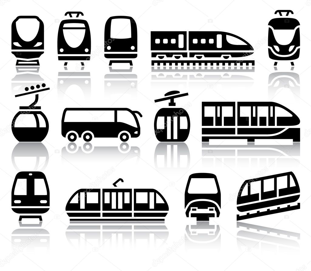 Passenger and public transport black icons