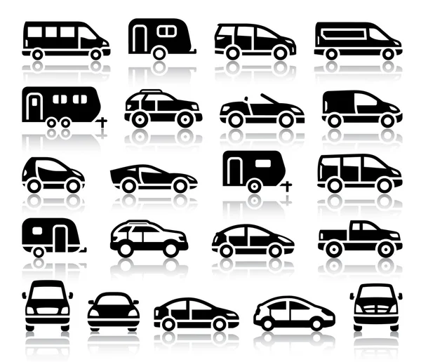 Ensemble d'icônes noires de transport — Image vectorielle