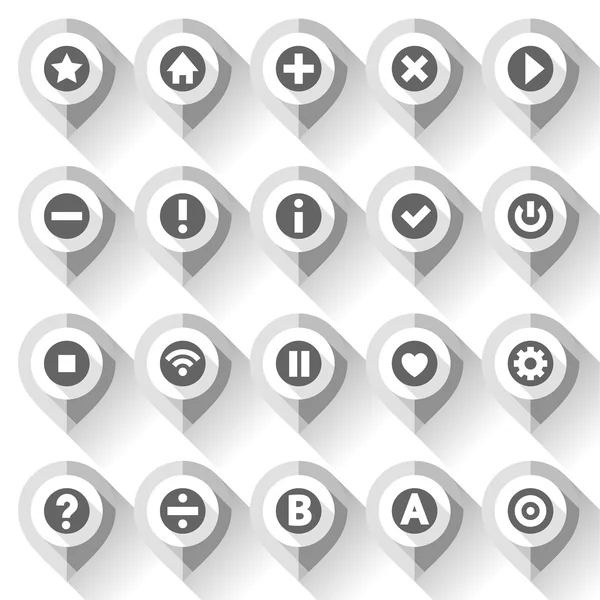 Map pins, folded from gray paper — Stock Vector