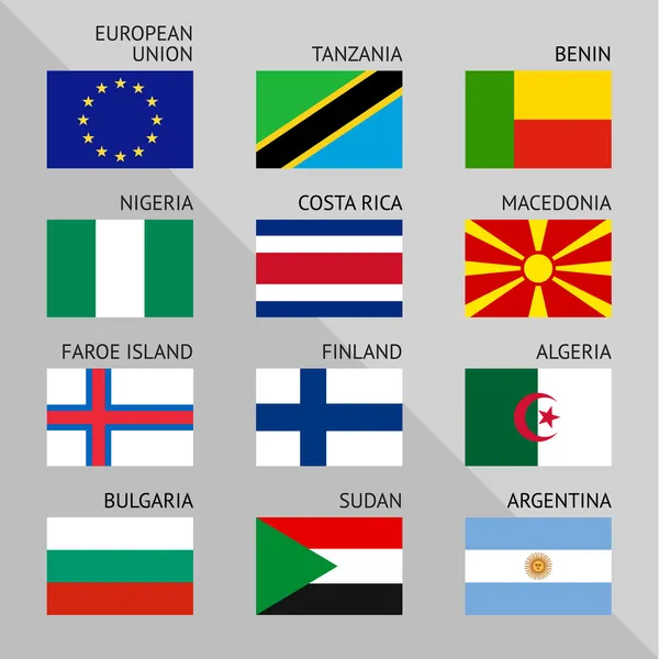 Lijst van vlaggen van de wereld, plat. nummer 03 instellen — Stockvector