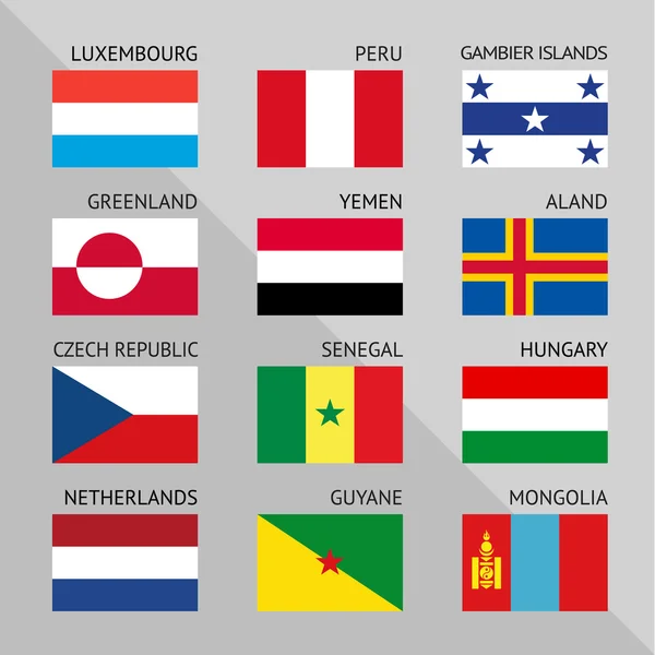 Drapeaux du monde, plats. Numéro de série 04 — Image vectorielle