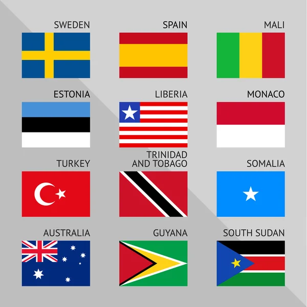 Bandeiras do mundo, planas. Conjunto número 09 — Vetor de Stock