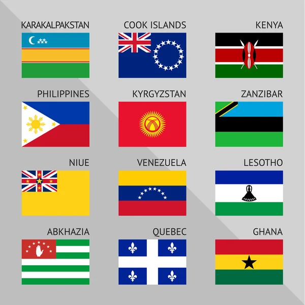Düz dünya bayrakları. 16 numara ayarla — Stok Vektör