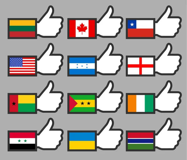 Flags in the Thumbs up-01 — Stock Vector