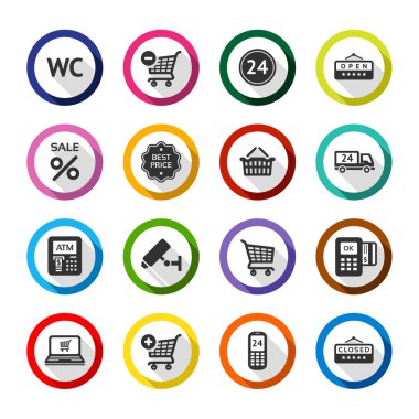 alışveriş düz renk simgeleri 03 ayarla