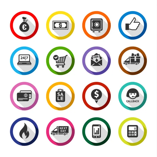 Compras iconos de color plano conjunto 01 — Vector de stock