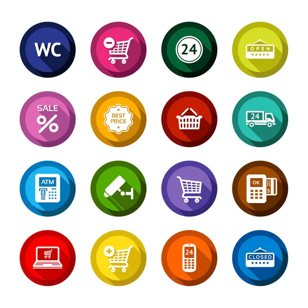 Shopping flat colored buttons set 03 — Stock Vector