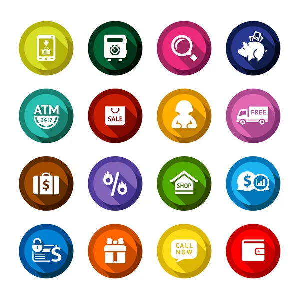 Shopping flat colored buttons set 04 — Stock Vector