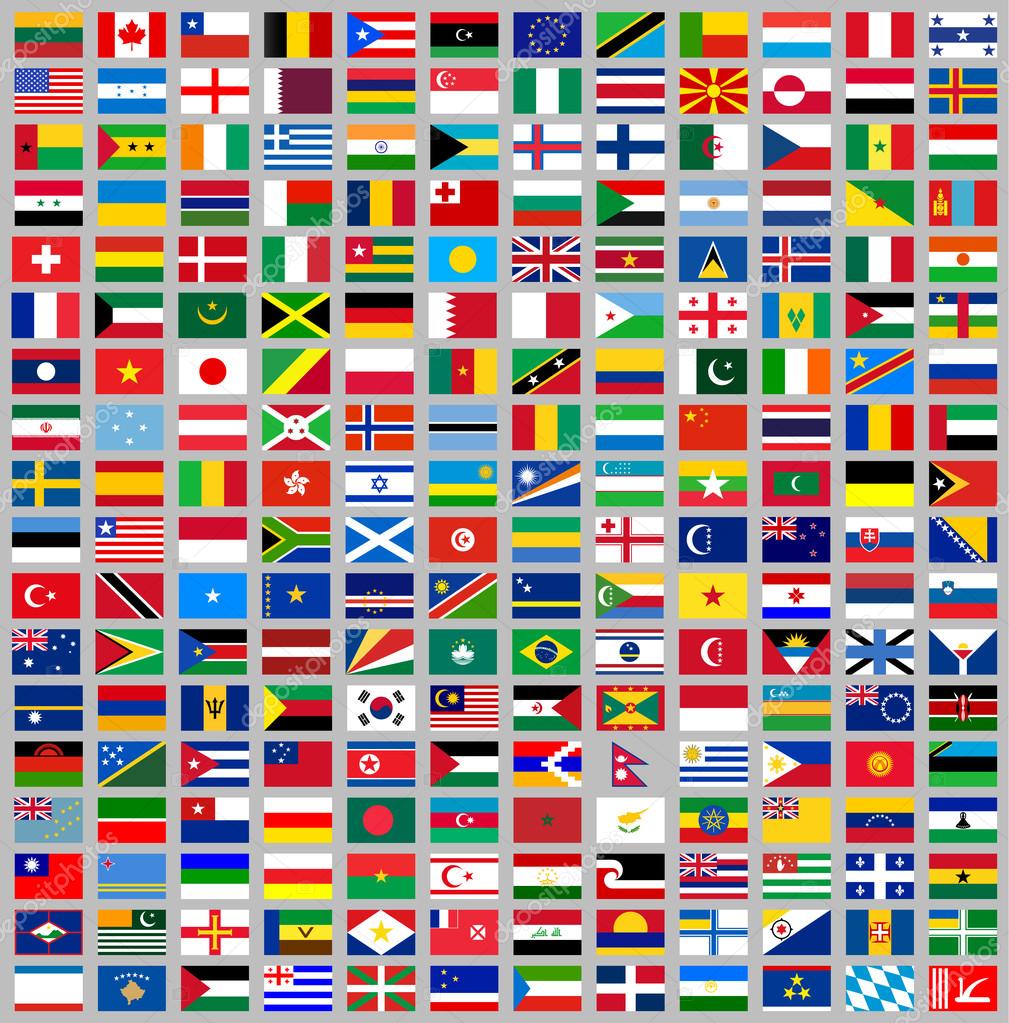 216 banderas de todo el mundo — Vector de stock © ecelop #43694923