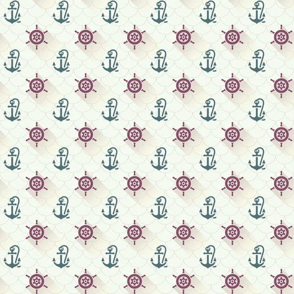 Seamless patterns, anchors, with shadow — Stock Vector