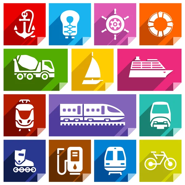 Vervoer platte pictogram, heldere kleur-01 Vectorbeelden