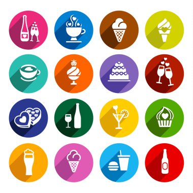 düz gıda Icons set