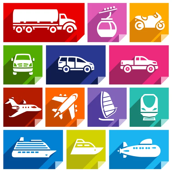 Icône plate de transport, couleur vive-07 — Image vectorielle