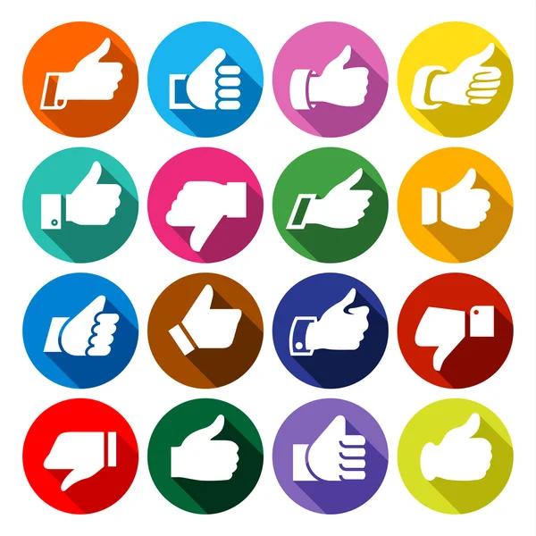 Thumbs up, set on round buttons — Stock Vector