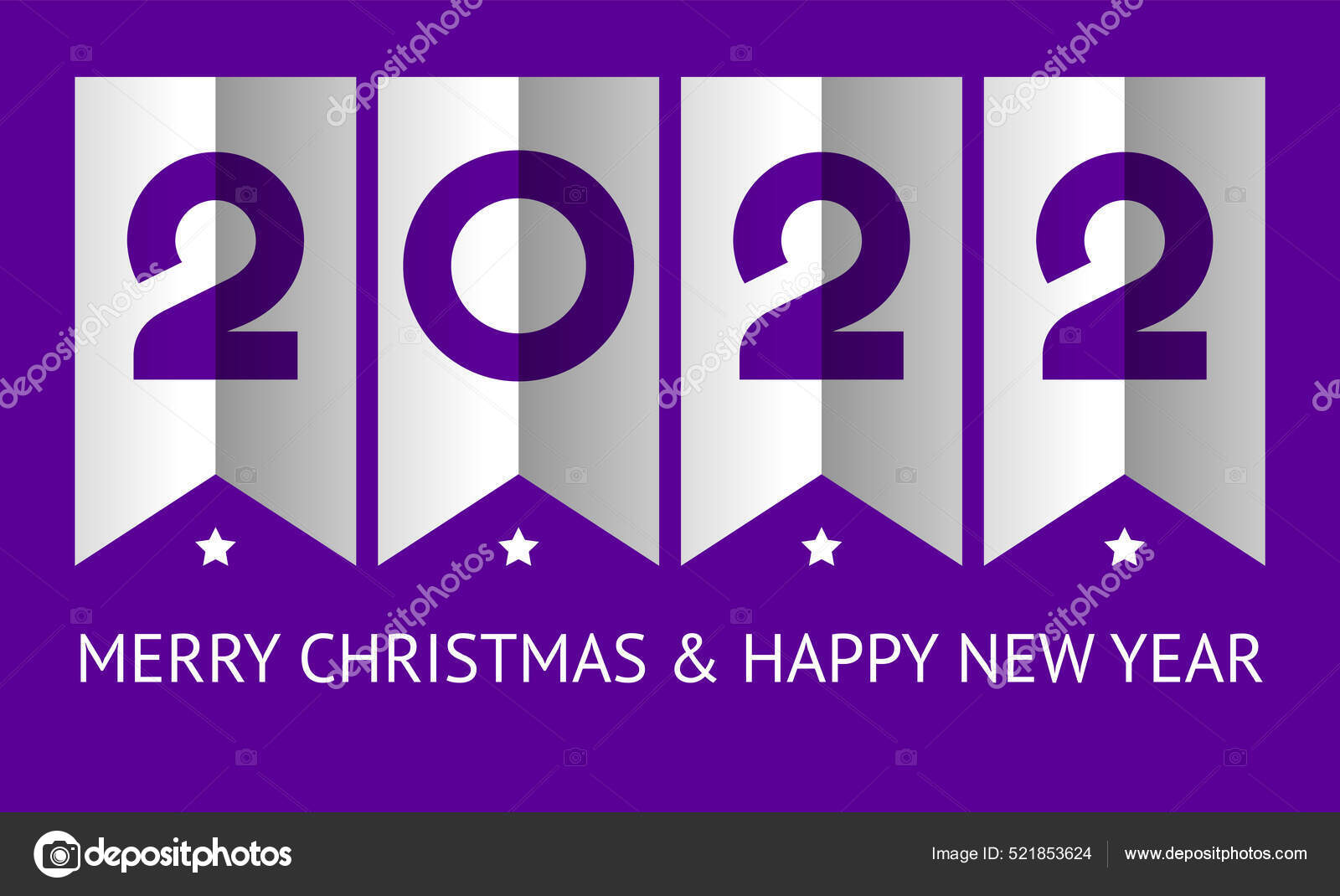 Merry Christmas And Happy New Year 2022 With Purple Happy New Year 2022 Card Stock Vector Image By ©Ecelop #521853624