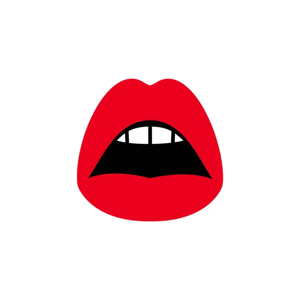 Sexy žena červené rty, samice otevřená ústa krásy — Stockový vektor