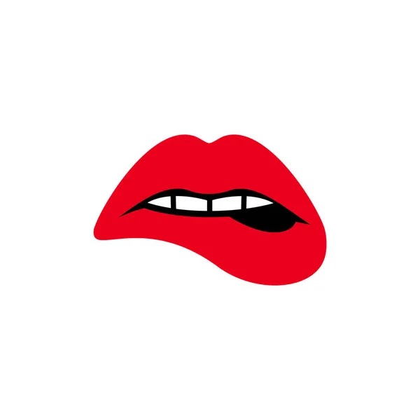 Жінки чуттєві губи, краса відкритий рот кусає губи — стоковий вектор