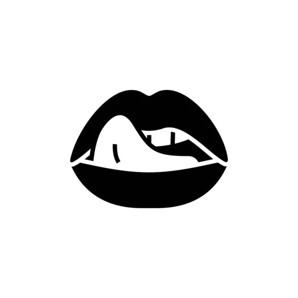 女性舔性感唇，嘴与舌 — 图库矢量图片
