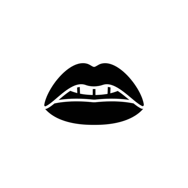 Sexy woman black lips, female open mouth — Stock Vector
