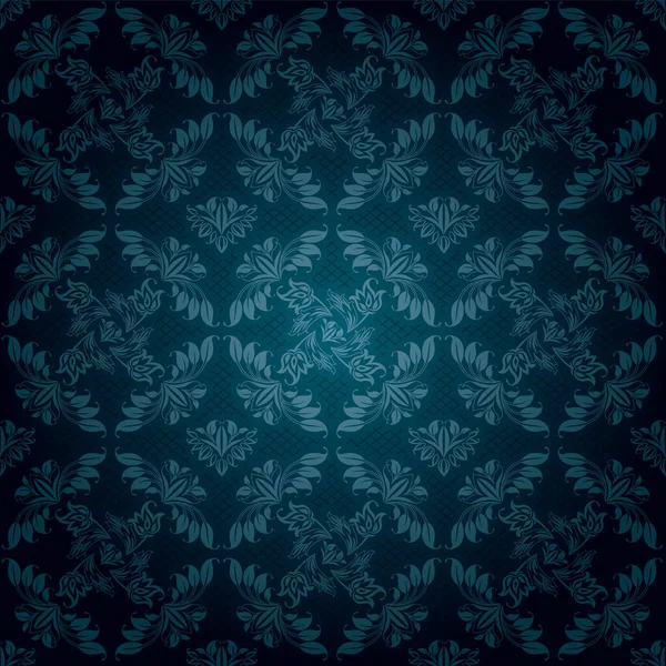 Renda Ornamental Fundo Azul Padrão Floral — Vetor de Stock