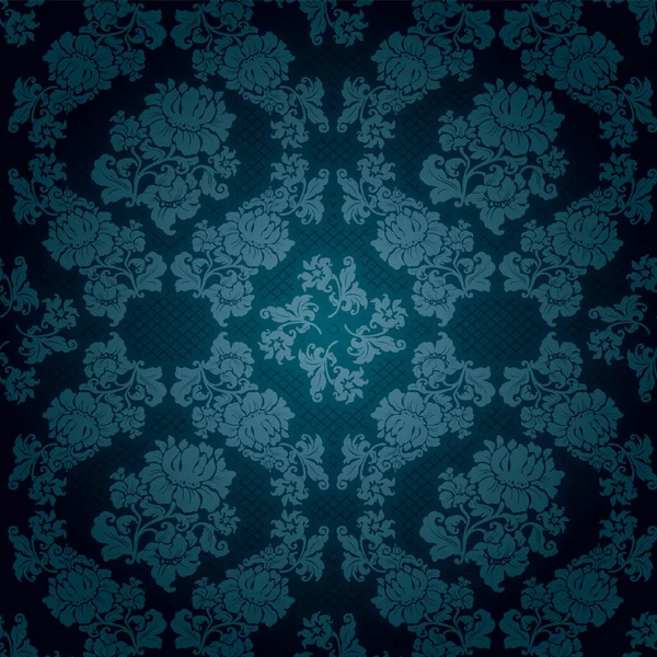 Ornamental lace blue background, flowers pattern — Stock Vector