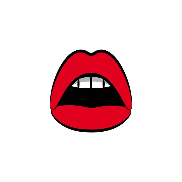 性感的唇 漂亮的女性张开的嘴 用漫画风格画的红色插图 — 图库矢量图片