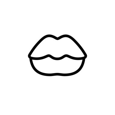 Seksi dudaklar, güzel, kapalı dudaklar, tek bir siyah çizgi tarafından çizilmiş.