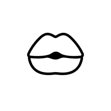 Seksi dudaklar, güzel, kapalı dudaklar, tek bir siyah çizgi tarafından çizilmiş.