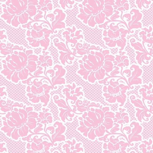Encaje Ornamental Fondo Rosa Patrón Floral Vector — Vector de stock