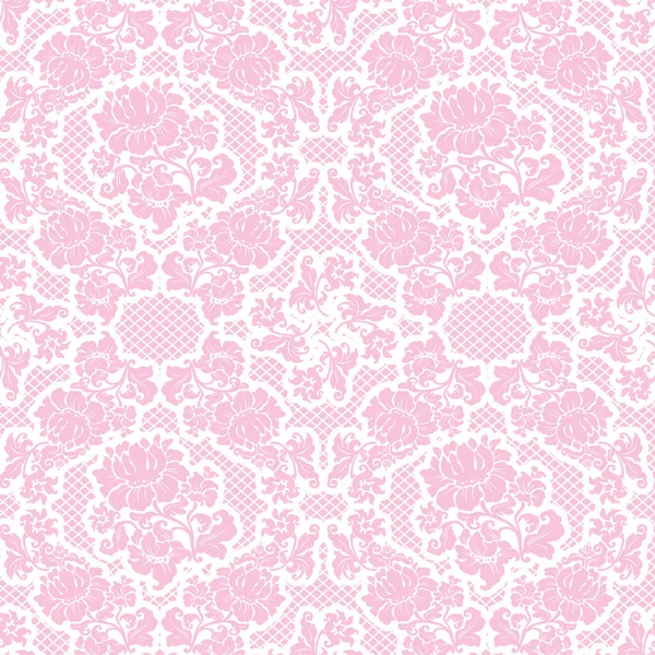 Ornamental Lace Pink Background Floral Pattern Vector — Vettoriale Stock
