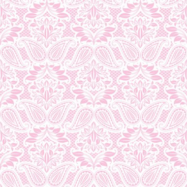 Süslü dantel pembe arka plan, çiçek deseni, vektör 10.