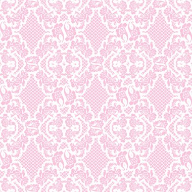Süslü dantel pembe arka plan, çiçek deseni, vektör 10.