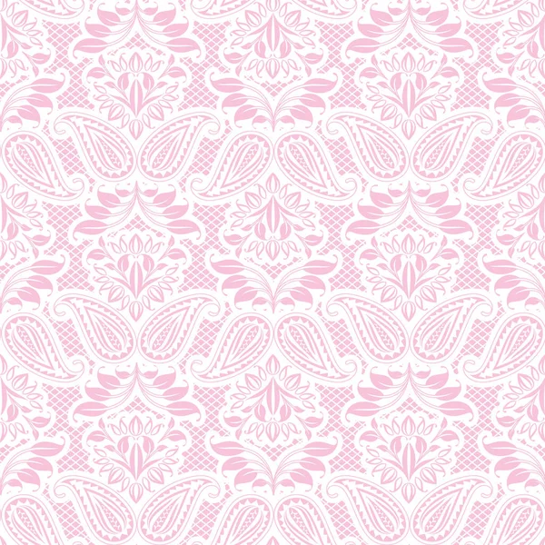 Ornamental Lace Pink Background Floral Pattern Vector — Vetor de Stock