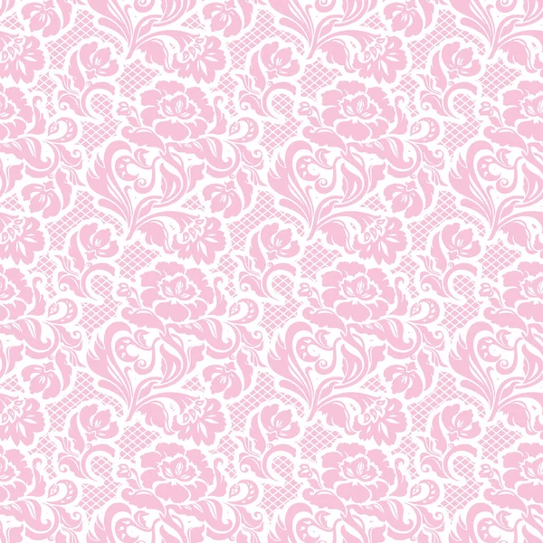 Renda Ornamental Fundo Rosa Padrão Floral Vetor — Vetor de Stock