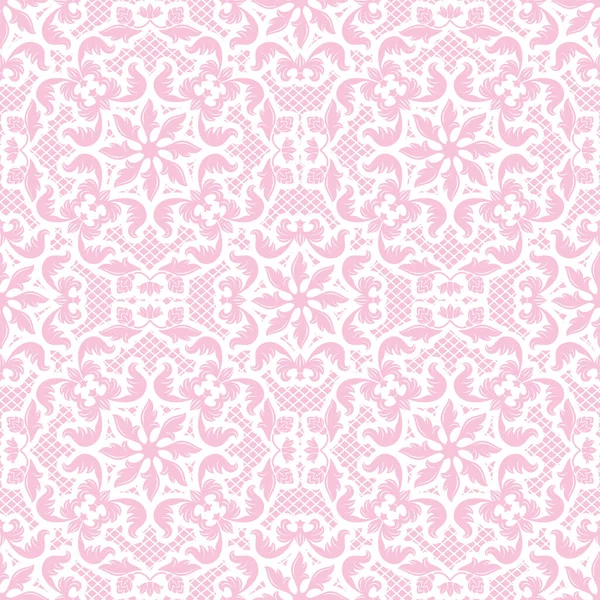 Ornamental Lace Pink Background Floral Pattern Vector — Vetor de Stock