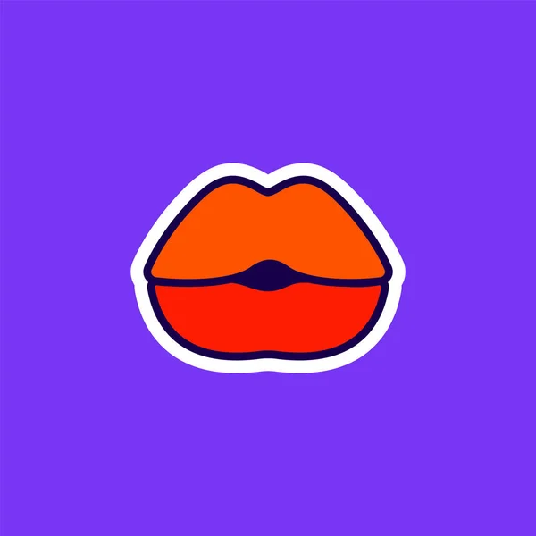 Sexy puchero labios, mujer hermosa boca abierta, pegatina en el estilo de arte pop — Archivo Imágenes Vectoriales