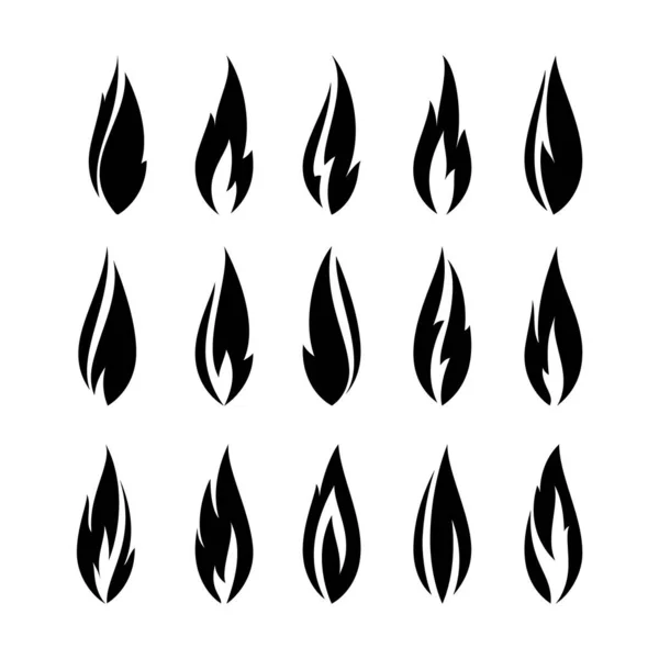 Flammen anzünden, Symbole setzen, Vektorillustration — Stockvektor