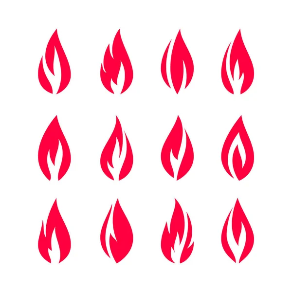 Flammen anzünden, Symbole setzen, Vektorillustration — Stockvektor