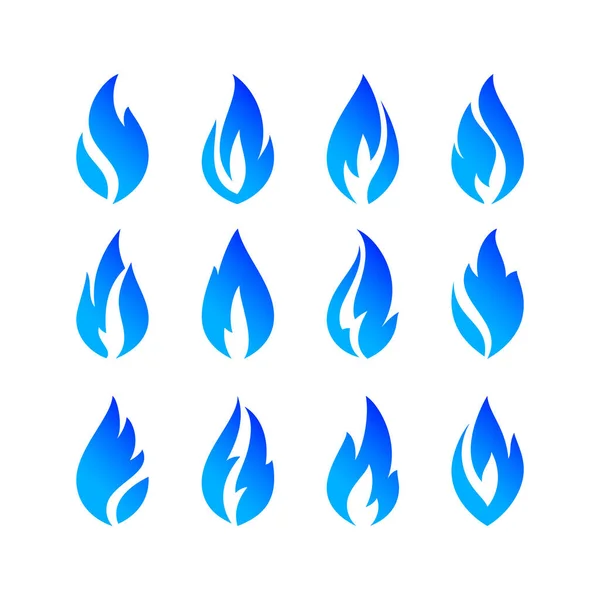 Ateş Alevleri Mavi Simgeler Vektör Illüstrasyonu — Stok Vektör