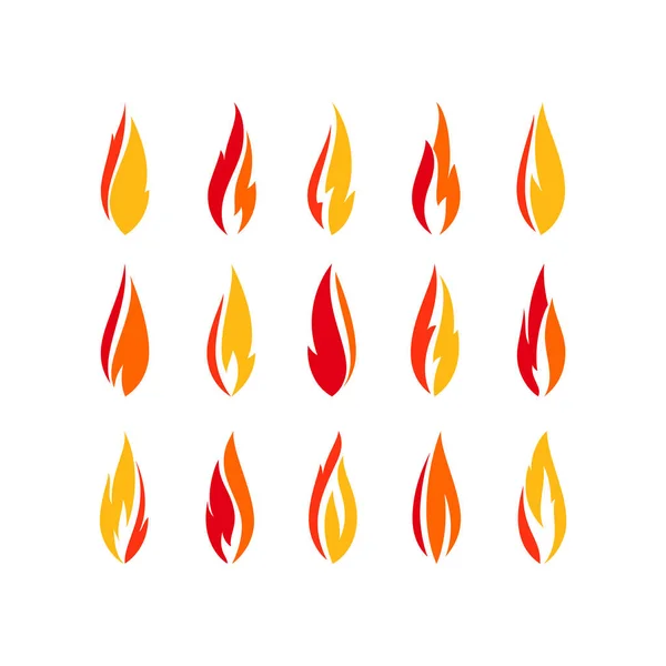 Feuerflammen Rot Orangefarbene Symbole Vektorillustration — Stockvektor