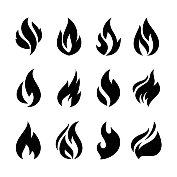 Eld flames uppsättning ikoner — Stock vektor
