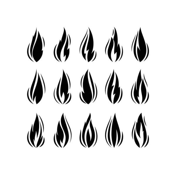 Llamas de fuego, iconos establecidos — Vector de stock