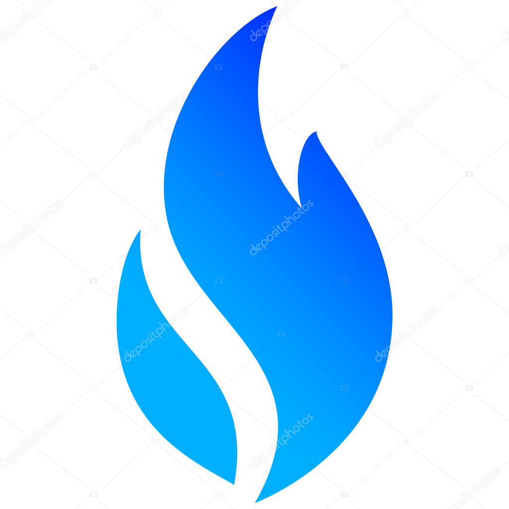 Fire flames, set blue icons
