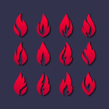alevler ateş, kırmızı kutsal kişilerin resmi, vektör çizim ayarla