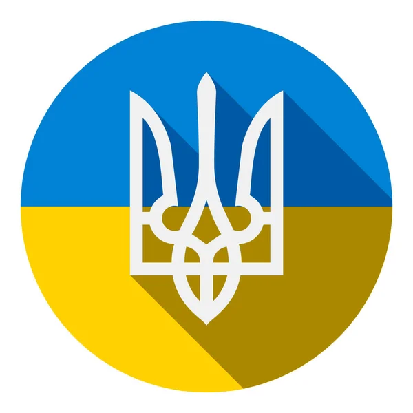 Flag Ukraine Circle Icon Trident — Διανυσματικό Αρχείο