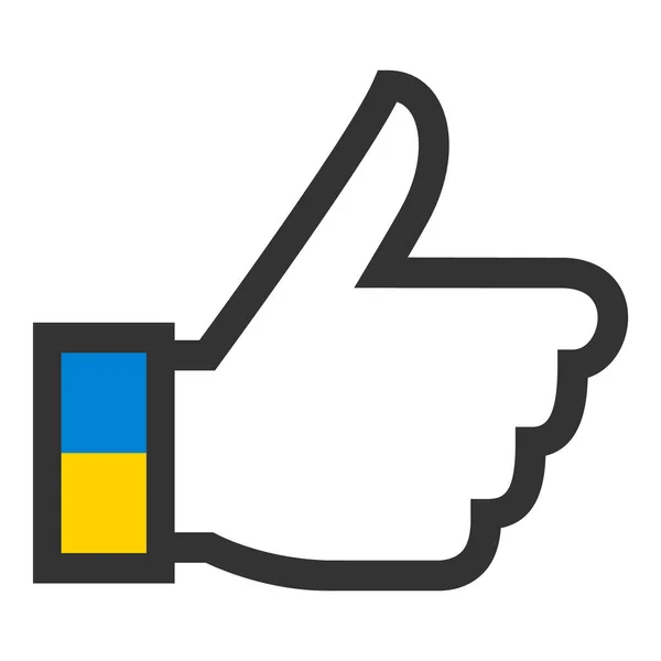 Vlag Van Oekraïne Duimen Omhoog Pictogram — Stockvector