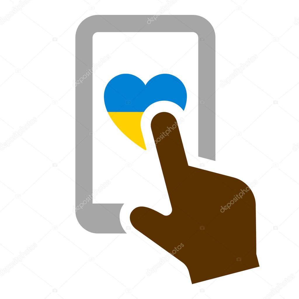 Flag of Ukraine, smarthpone with heart